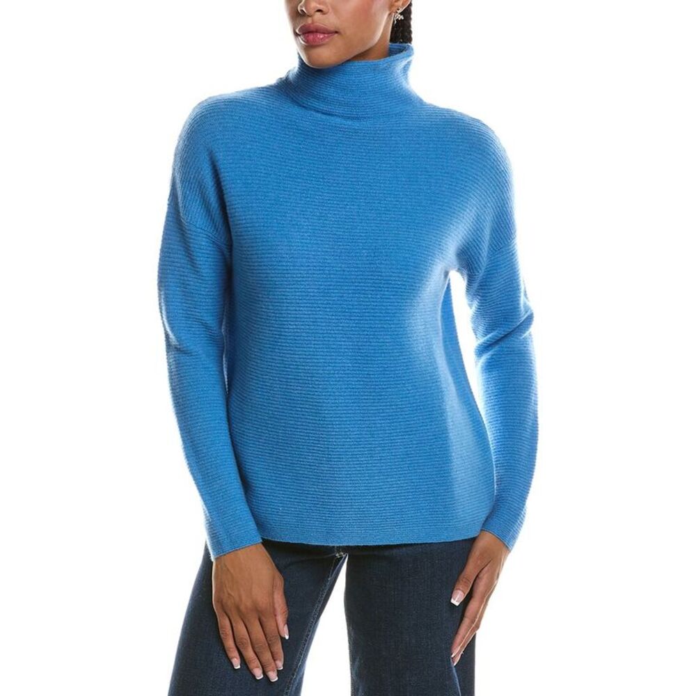 Forte Cashmere Womens  Textured Slouchy Funnel Neck 100% Cashmere Sweater